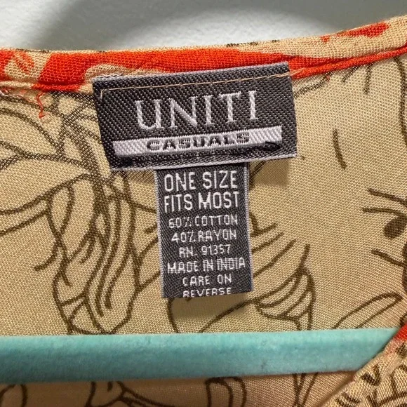 Boho Butterfly Floral Tunic Dress OSFM Handkerchief Hem Festival Cottagecore - Picture 4 of 5